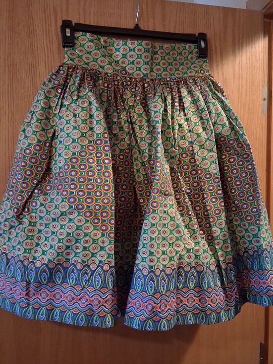 Dresses & Skirts - high-waisted African print skirt, vibrant, geometric pattern, No Size Tag